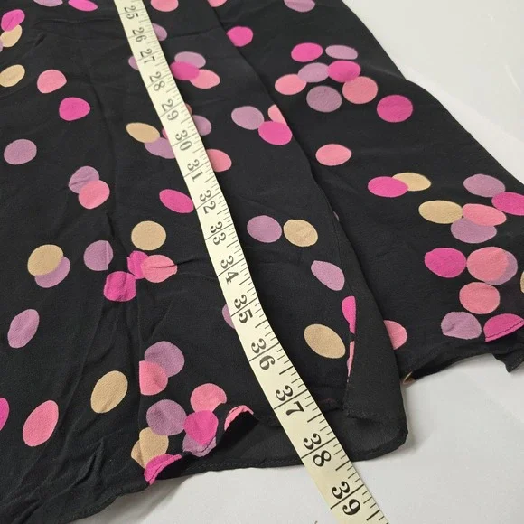 Vintage‎ DEPECHE MODE Yves Cossette Black Pink Polka Dot Silk Wrap Dress Size 6 - Picture 6 of 9